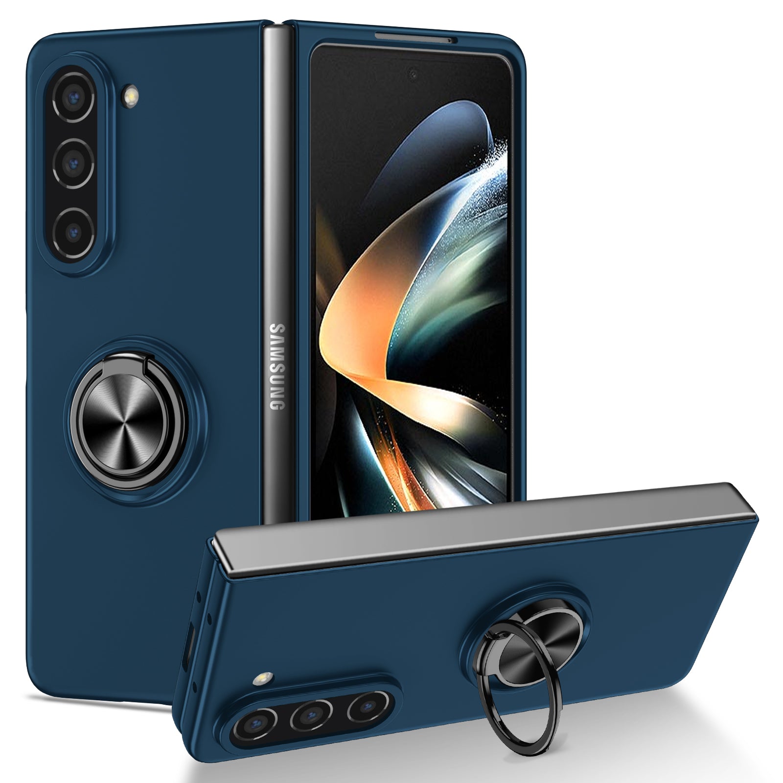 For Samsung Galaxy Z Fold5 5G Ring Kickstand Phone Case Support Car Mount Hard PC Protective Cover For Samsung Galaxy Z Fold5 5G Ring Kickstand Phone Case Support Car Mount Hard PC Protective Cover